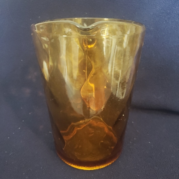 Vintage Amber Glass Pitcher October Fest Fall Fun Diamond Textured Ripple - Picture 3 of 3